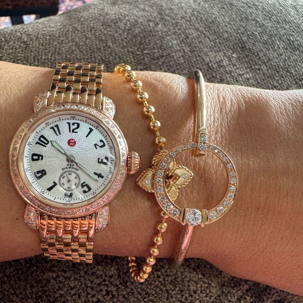 $3900 Stunning Michele CSX Diamond Rose Gold Watch 26mm Excellent Condition - Picture 10 of 16
